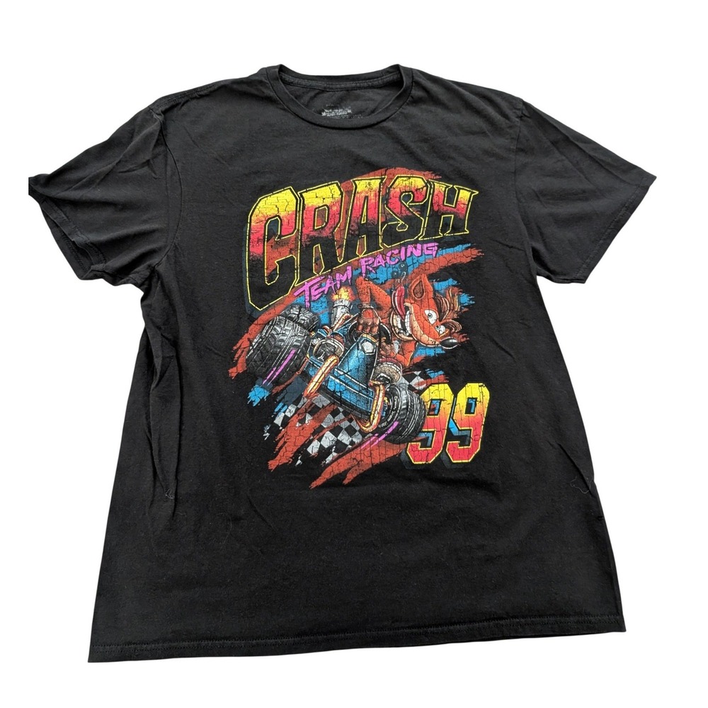 Crash Bandicoot Team Racing Nitro Fueled Black Graphic T-Shirt Mens Large